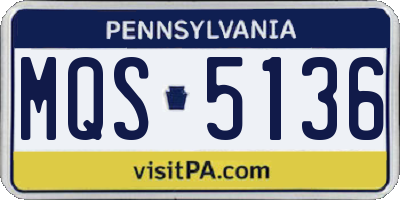 PA license plate MQS5136