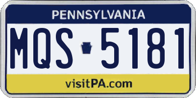 PA license plate MQS5181