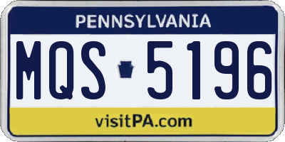 PA license plate MQS5196