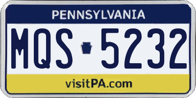 PA license plate MQS5232