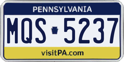 PA license plate MQS5237