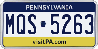 PA license plate MQS5263