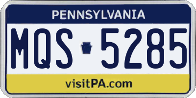PA license plate MQS5285