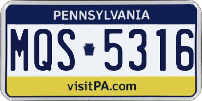 PA license plate MQS5316