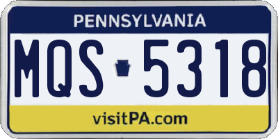 PA license plate MQS5318