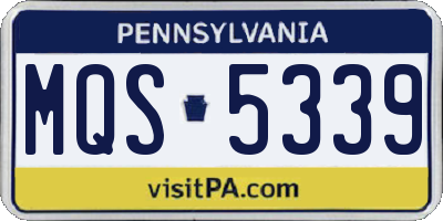 PA license plate MQS5339