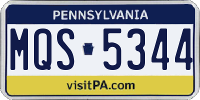 PA license plate MQS5344