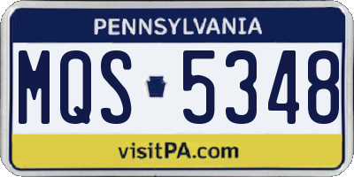 PA license plate MQS5348
