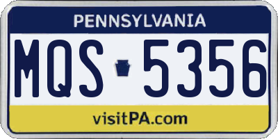PA license plate MQS5356