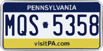 PA license plate MQS5358