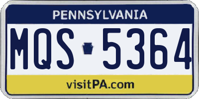 PA license plate MQS5364