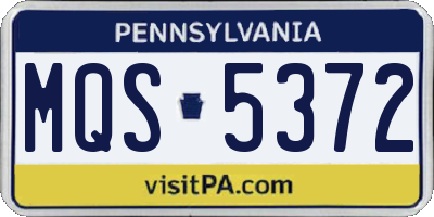 PA license plate MQS5372