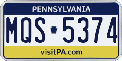 PA license plate MQS5374