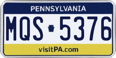 PA license plate MQS5376