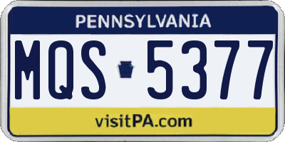 PA license plate MQS5377
