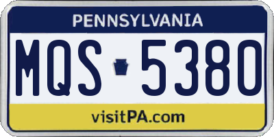 PA license plate MQS5380