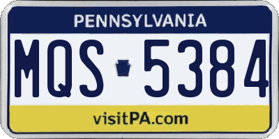 PA license plate MQS5384