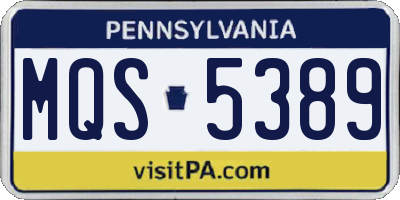 PA license plate MQS5389