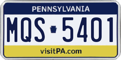 PA license plate MQS5401