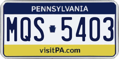 PA license plate MQS5403