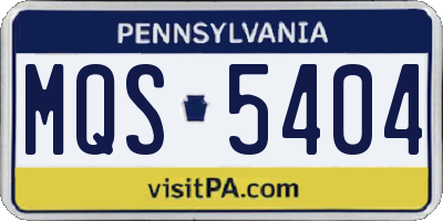 PA license plate MQS5404