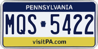 PA license plate MQS5422