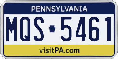 PA license plate MQS5461