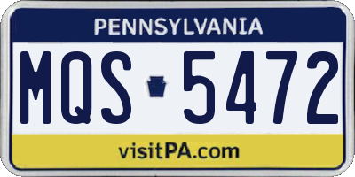 PA license plate MQS5472