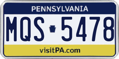 PA license plate MQS5478