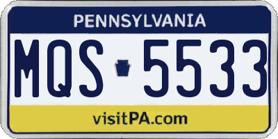 PA license plate MQS5533