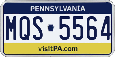 PA license plate MQS5564
