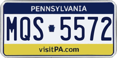 PA license plate MQS5572
