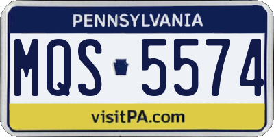 PA license plate MQS5574