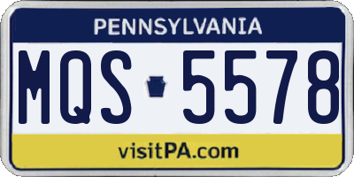 PA license plate MQS5578