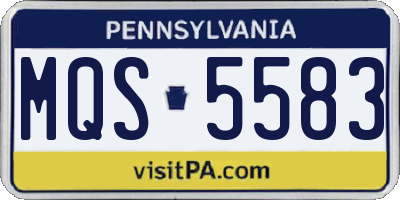 PA license plate MQS5583