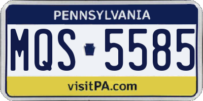 PA license plate MQS5585