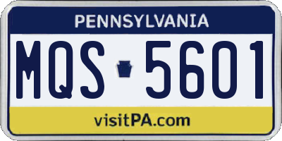 PA license plate MQS5601