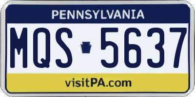 PA license plate MQS5637