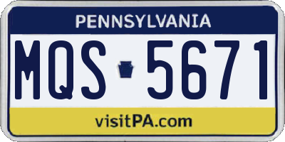 PA license plate MQS5671