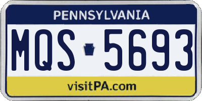 PA license plate MQS5693