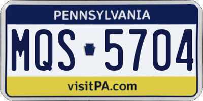 PA license plate MQS5704