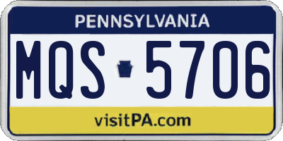 PA license plate MQS5706