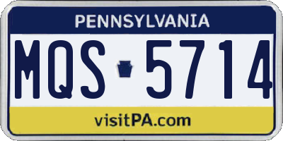 PA license plate MQS5714