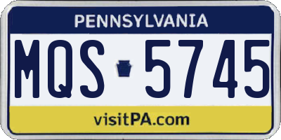 PA license plate MQS5745