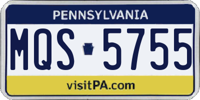 PA license plate MQS5755