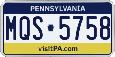 PA license plate MQS5758