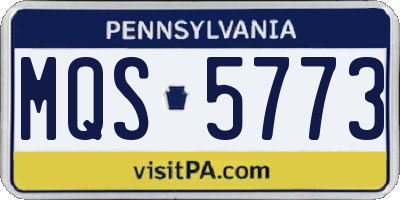 PA license plate MQS5773