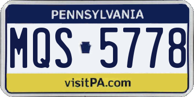 PA license plate MQS5778