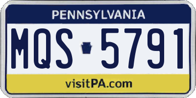 PA license plate MQS5791