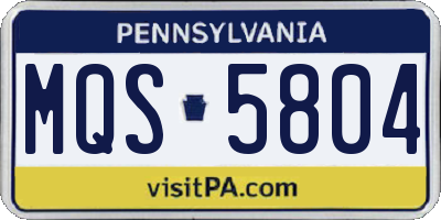 PA license plate MQS5804